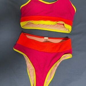 SHEIN Pink and Orange Bikini Set